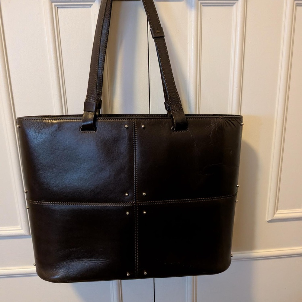 Dark Brown Leather Tote Bag